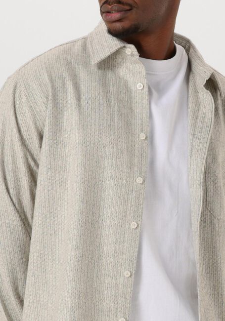 Lichtgrijze WOODBIRD Overhemden BUZO WOOL SHIRT - large