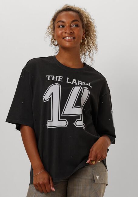 ALIX THE LABEL T-shirt LADIES KNITTED SPORTY STUDS T-SHIRT Gris foncé - large