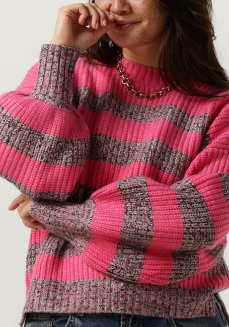 CO'COUTURE Pull ROW MELANGE STRIPE KNIT en rose - large