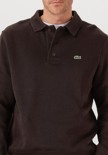 LACOSTE Pull CLASSIC FIT POLO COLLAR RIBBED POLO en marron - large
