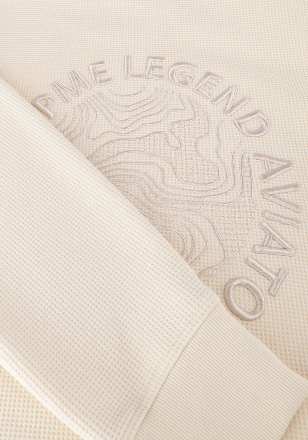 Beige PME LEGEND Trui CREWNECK WAFFLE JERSEY - large