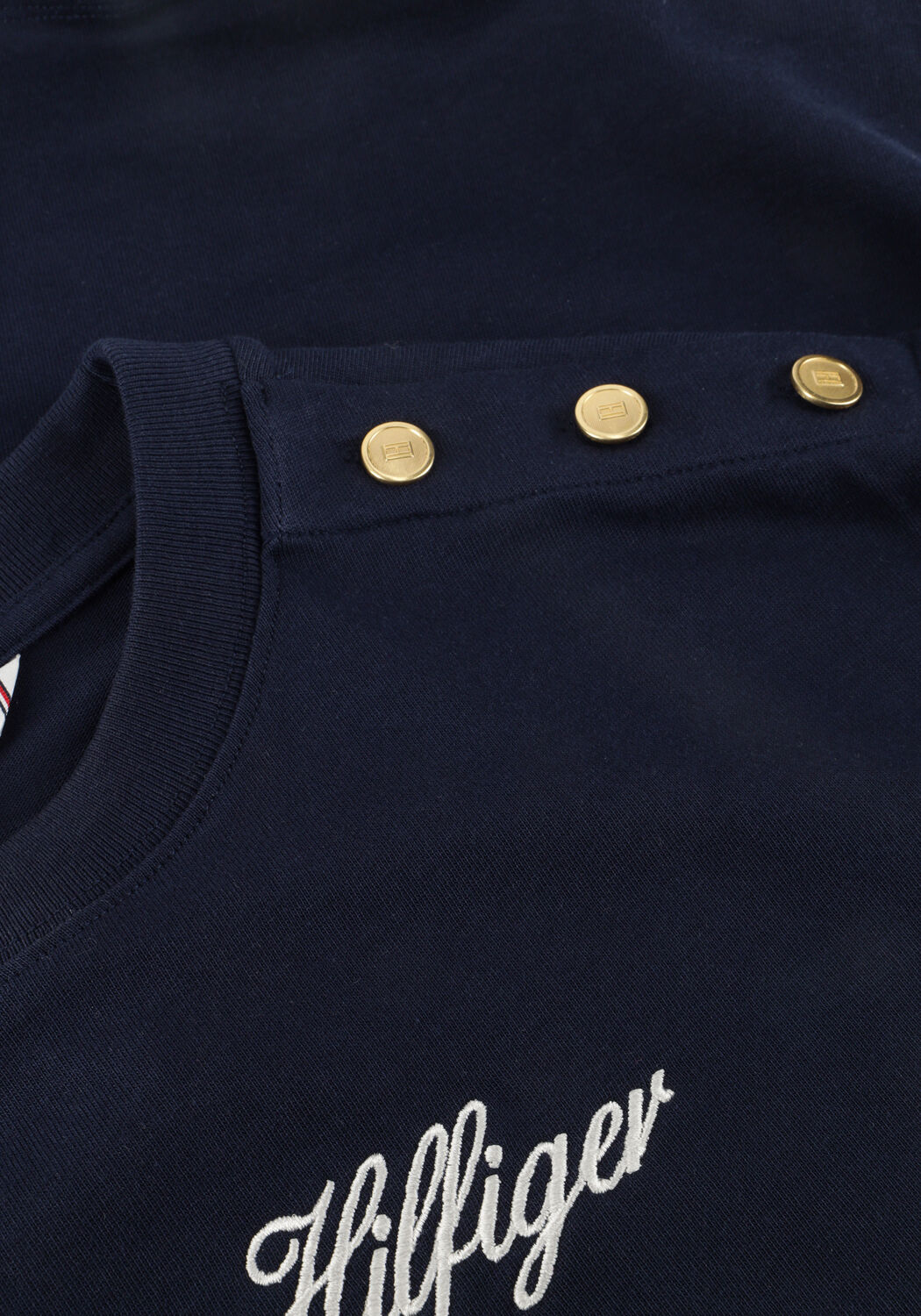 TOMMY HILFIGER T-shirt GOLD BTN SCRIPT MDRN SS TEE Bleu fonc&eacute; - large