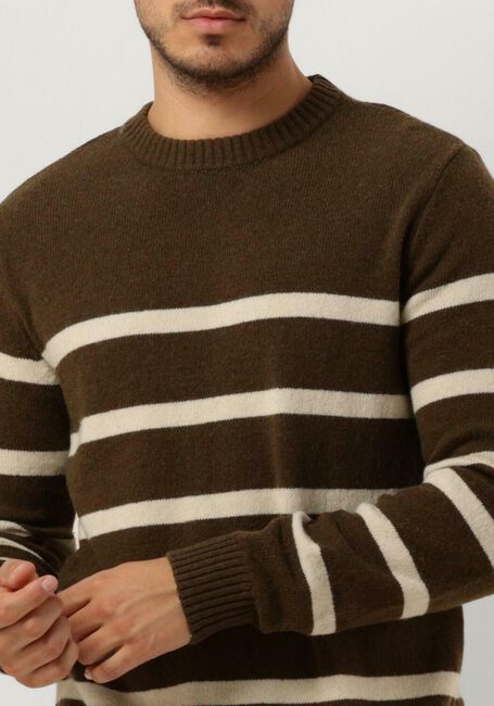 Donkergroene ANERKJENDT Trui AKRICO STRIPE LAMBSWOOL - large