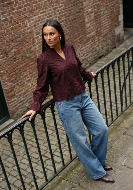 Bordeaux NEO NOIR  AMARA BIG EMBROIDERY BLOUSE - large