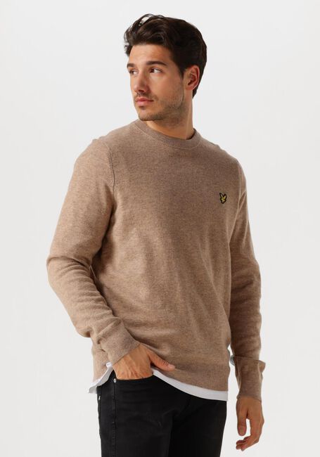 LYLE & SCOTT Pull LAMBSWOOL BLEND CREW NECK JUMPER en taupe - large