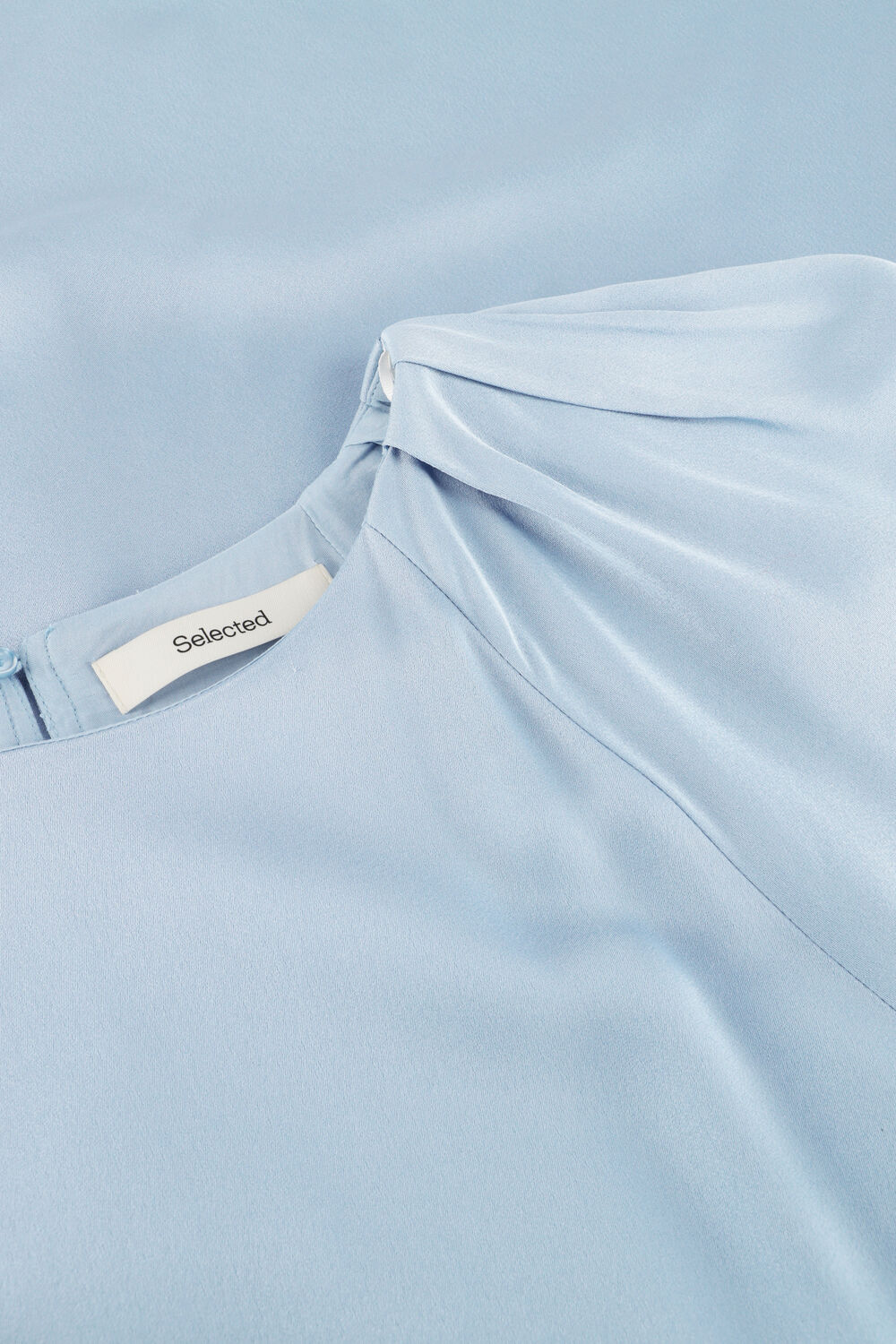 Lichtblauwe SELECTED WOMEN Mini jurk SLFLAURINA 3/4 SHORT OPEN BACK DRESS - large