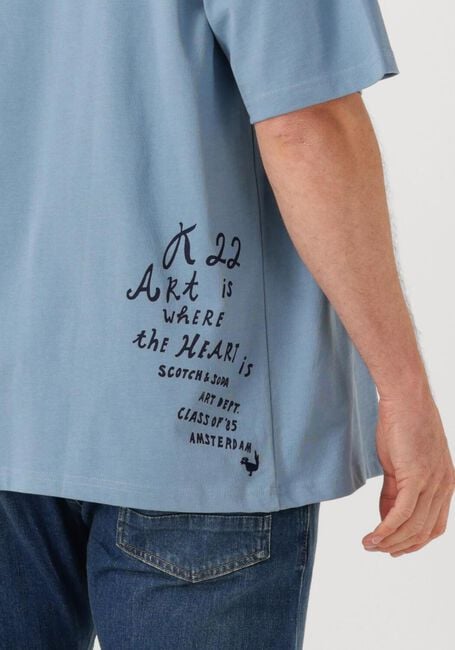 Lichtblauwe SCOTCH & SODA T-shirt LOOSE-FIT ARTWORK T-SHIRT - large