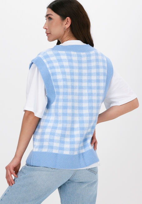 NA-KD Spencer CHECKED V-NECK KNITTED VEST Bleu clair - large