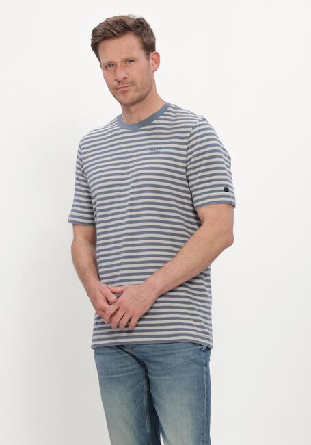 Blauwe CAST IRON T-shirt SHORT SLEEVE R-NECK REGULAR FIT WAFFLE STRIPE - large
