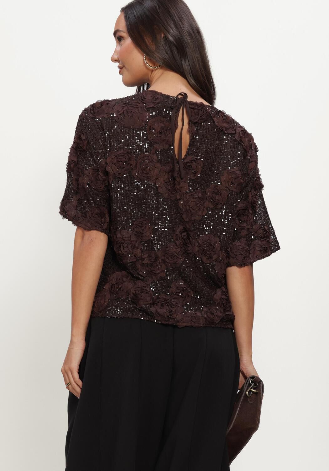 Y.A.S. Haut YASELYSIA 3/4 SEQUIN TOP en marron - large