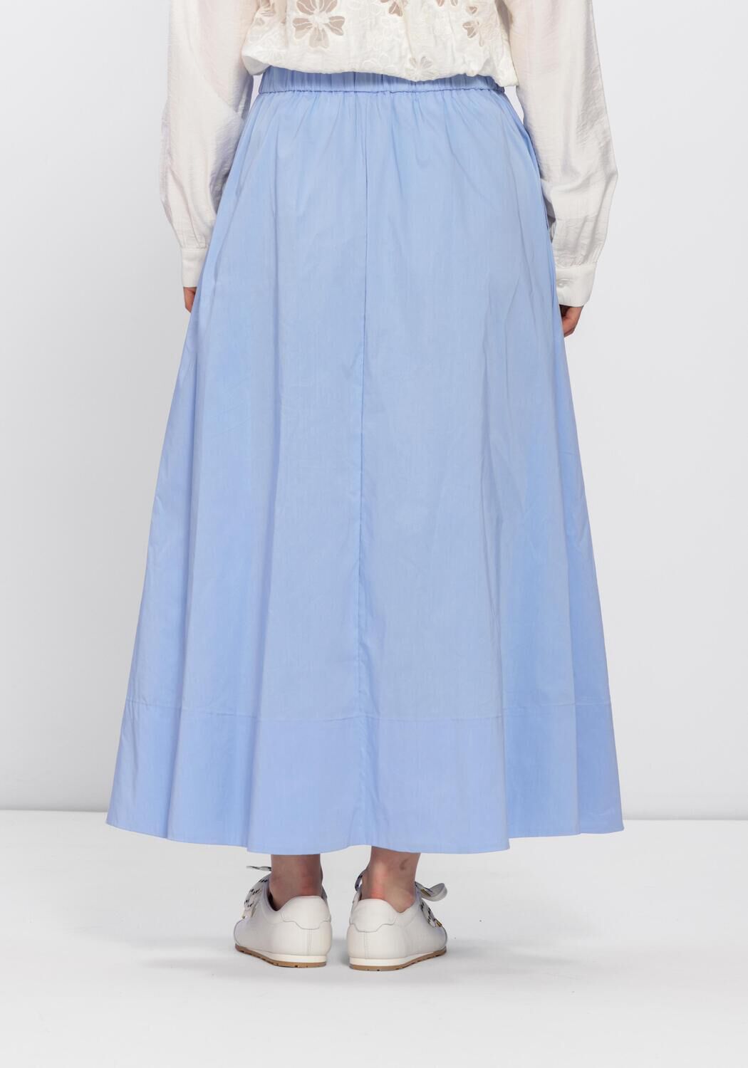 NEO NOIR Jupe midi YARA LONG POPLIN SKIRT en bleu - large