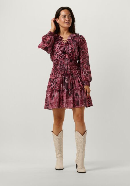 GUESS Mini robe LS LACE UP FLARED LUCY DRESS en rose - large