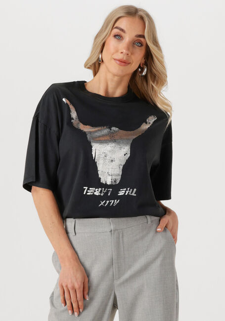 ALIX THE LABEL T-shirt LADIES KNITTED SILVER BULL TSHIRT en noir - large