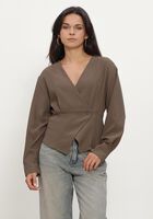 Taupe NEO NOIR  RELINE CREPE BLOUSE