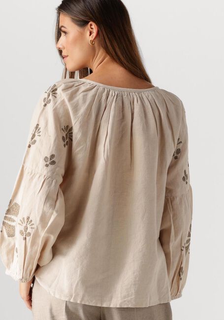 Beige SUMMUM  LONGSLEEVE TOP LINEN HEAVY EMBROIDERY - large