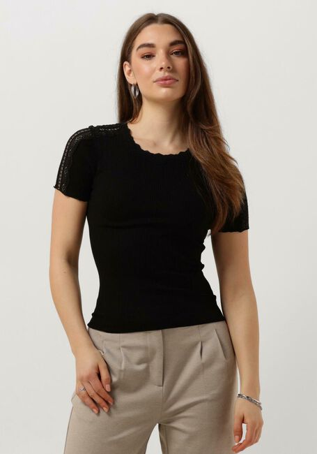 ROSEMUNDE T-shirt BENITA SILK T-SHIRT W/ LACE en noir - large