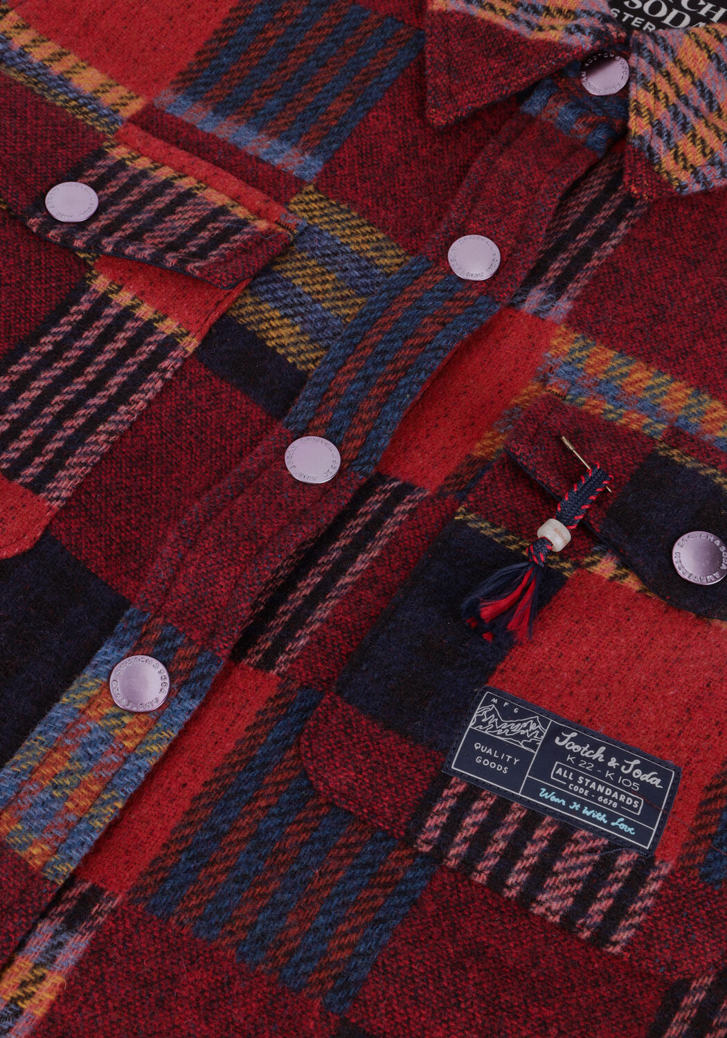 SCOTCH & SODA Jack PATCHWORK SHIRT JACKET en rouge - large