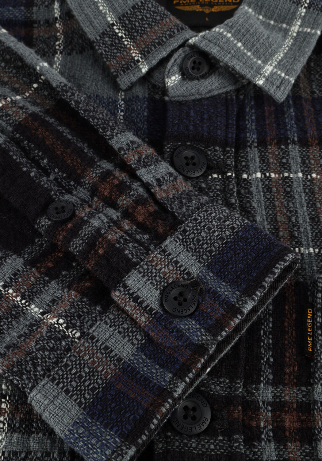 Grijze PME LEGEND Casual overhemd LONG SLEEVE SHIRT DOBBY MATTWEAVE - large