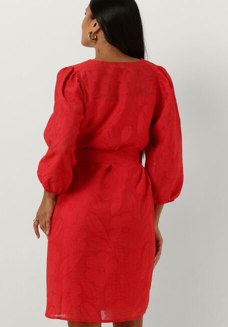 JANSEN AMSTERDAM Mini robe FF517 DRESS 3/4 PUFFED SLEEVE V-NECK en rouge - large