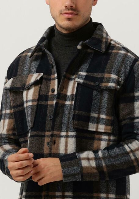Donkerblauwe PUREWHITE Overshirt CHECK WOOL LOOK SHIRT - large