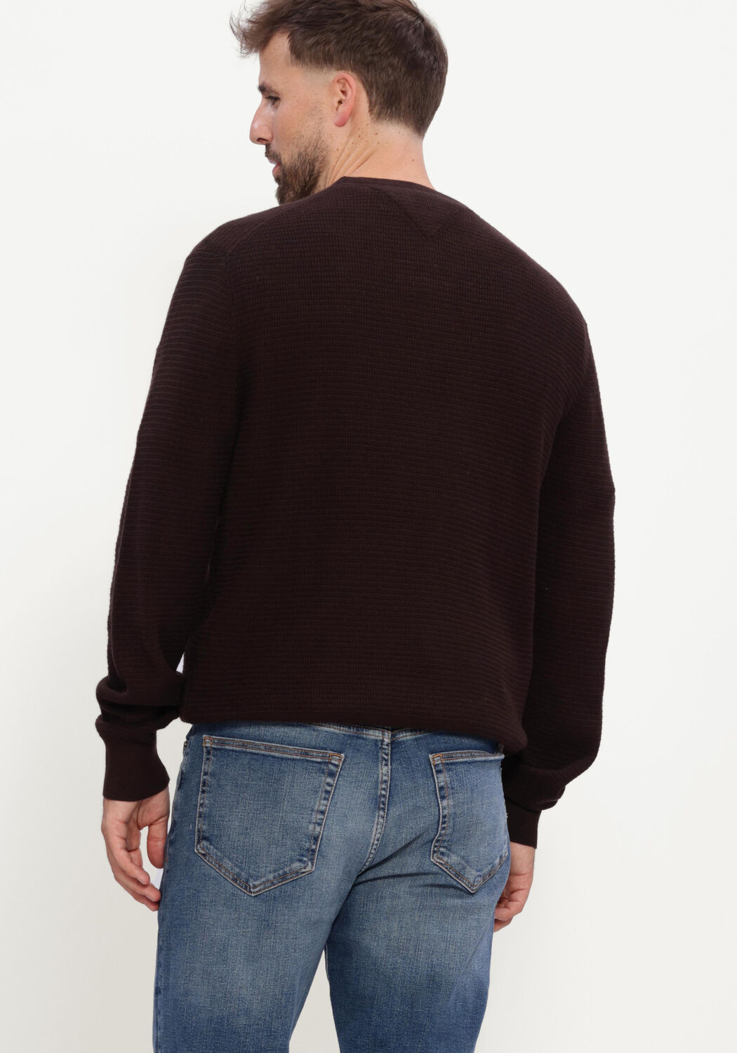 Bruine TOMMY HILFIGER Trui PIMA CTN CASH STRUCTURE CREWNECK - large