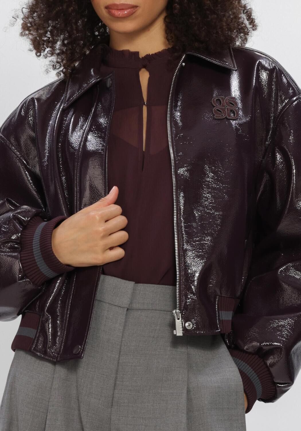 DANTE6 Jack DALYN FAUX CRACKLE LEATHER BOMBER Bordeaux - large