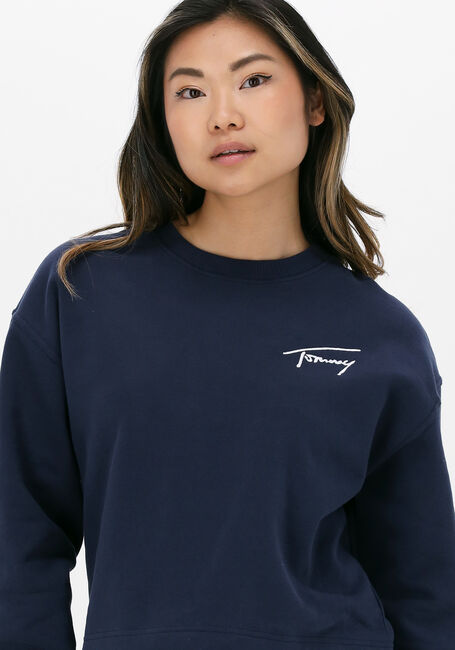Donkerblauwe TOMMY JEANS Sweater TJW CROP TOMMY SIGNATURE CREW - large
