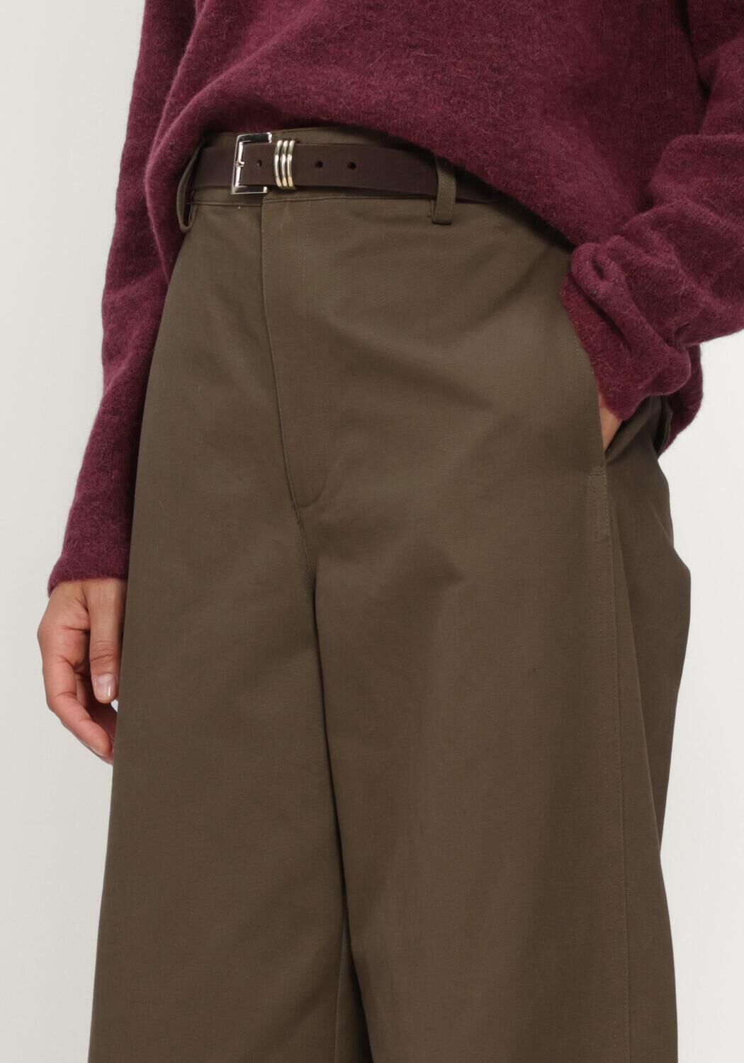 Olijf MY ESSENTIAL WARDROBE Wijde broek MWGISVA KENDEL BARREL PANT - large