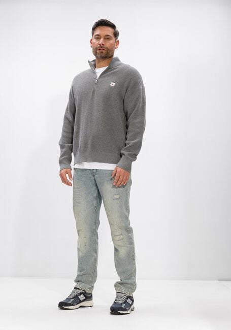 Grijze CALVIN KLEIN Trui LS EZ COTTON WAFFLE QUARTER ZIP - large