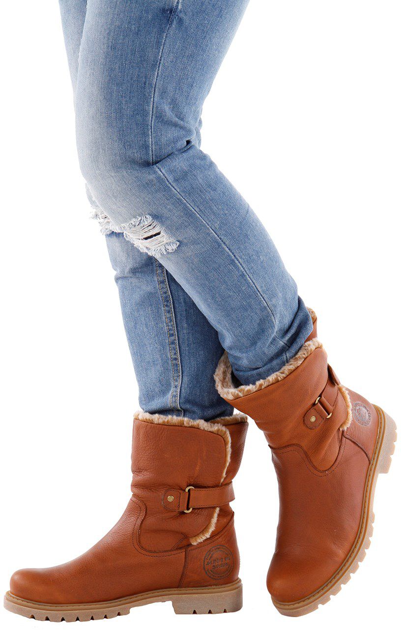 Cognac PANAMA JACK Biker boots FELIA | Omoda