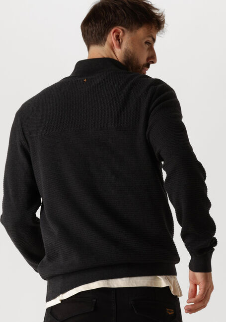 PME LEGEND Pull HALF ZIP COLLAR COTTON MOULINE en noir - large