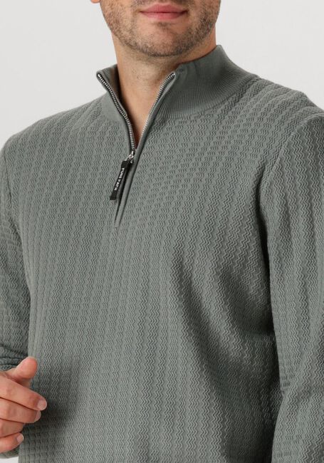 Groene PURE PATH Trui REGULAR FIT ZIG ZAG HALF ZIP KNITWEAR - large