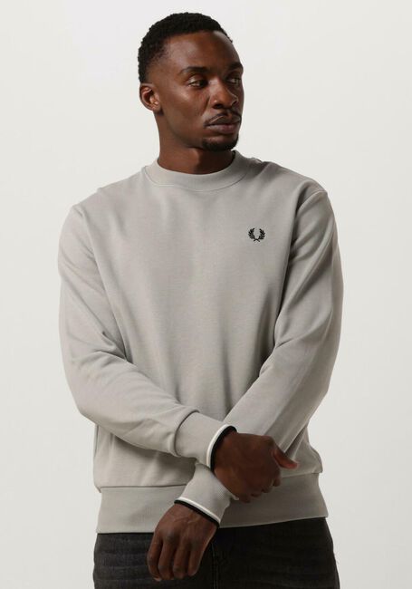 Beige FRED PERRY Trui CREW NECK SWEATSHIRT - large