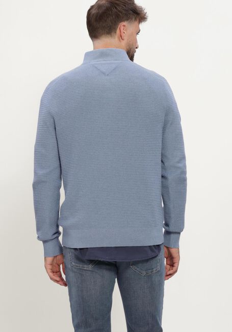 Lichtblauwe TOMMY HILFIGER Trui PIMA CTN CASH STRUCTURE ZIP MOCK - large