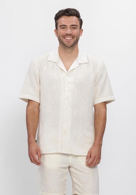 Witte BUTCHER OF BLUE Casual overhemd ALEX RESORT EMBRO SHIRT SS - large