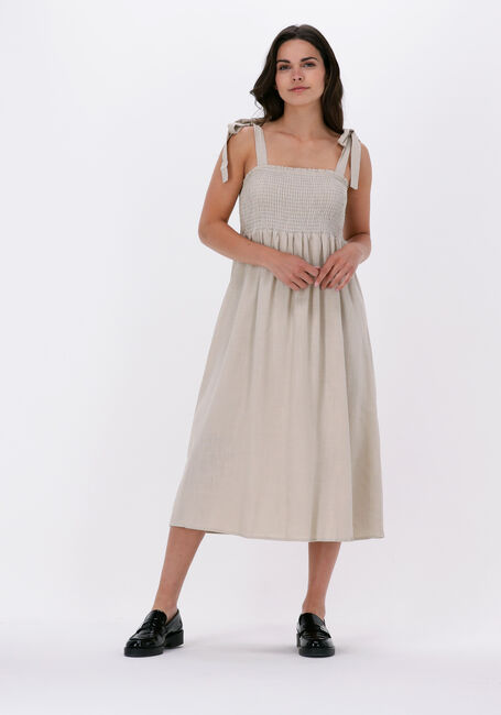 Beige OBJECT Midi jurk NELA S/L DRESS - large