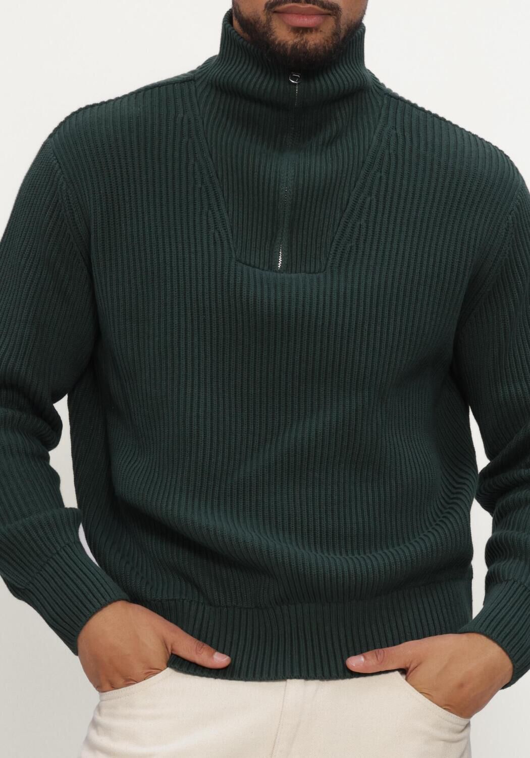 SELECTED MEN Pull SLMDRY LS KNIT HALF ZIP Vert fonc&eacute; - large