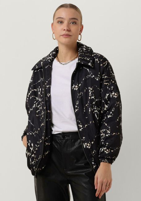 ALIX THE LABEL Jack LADIES WOVEN OVERSIZED ANIMAL PADDED BOMBER en noir - large
