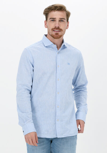 Lichtblauwe VANGUARD Casual overhemd LONG SLEEVE SHIRT COTTON LINEN - large