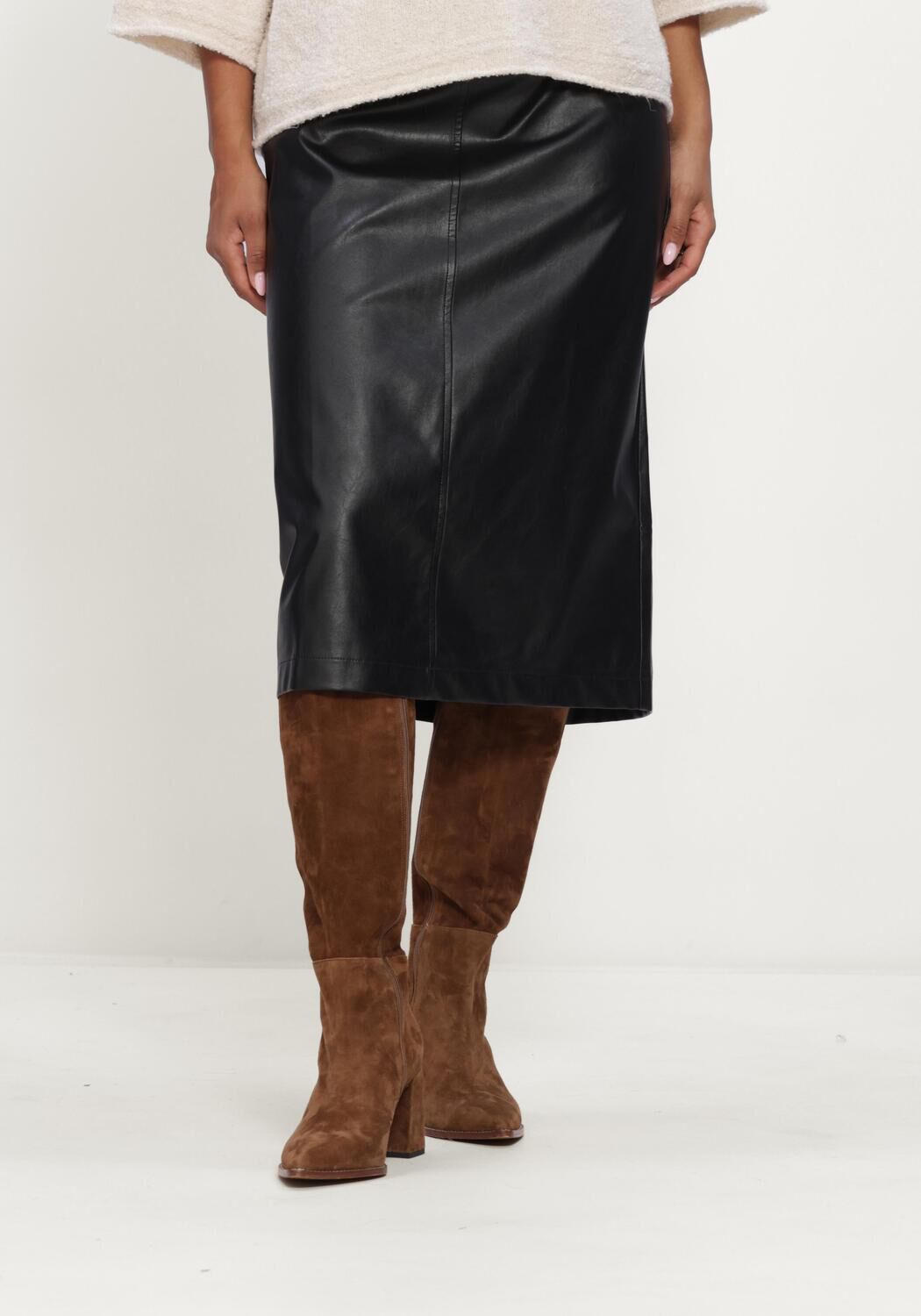 SIMPLE Jupe midi JER-PU-VIS-26-3 en noir - large