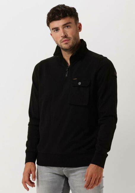 Zwarte PME LEGEND Trui HALF ZIP COLLAR FINE TERRY - large