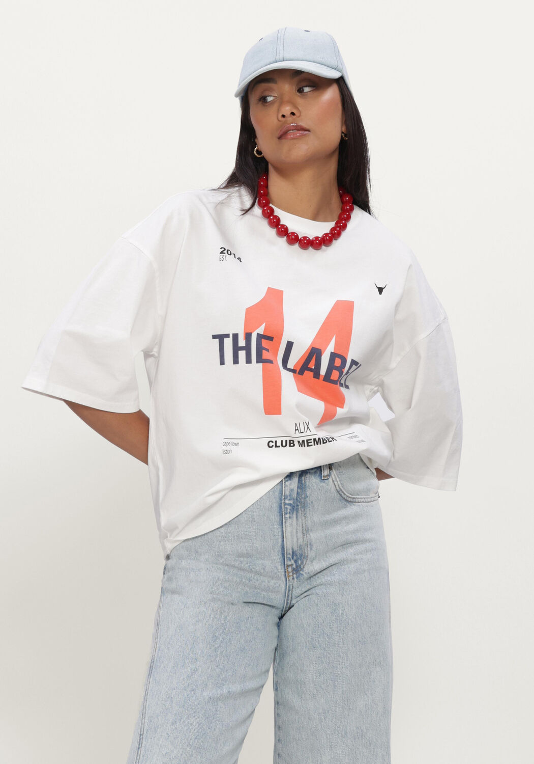 Witte ALIX THE LABEL Tops & T-shirts LADIES KNITTED 14 THE LABEL T-SHIRT - large