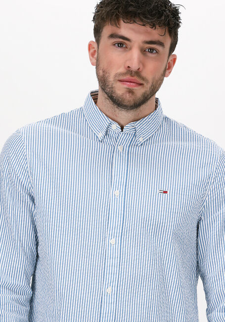 Blauwe TOMMY JEANS Casual overhemd TJM CASUAL STRIPE SHIRT - large