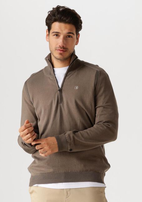 Bruine CAST IRON Trui HALF ZIP COLLAR COTTON STRETCH - large