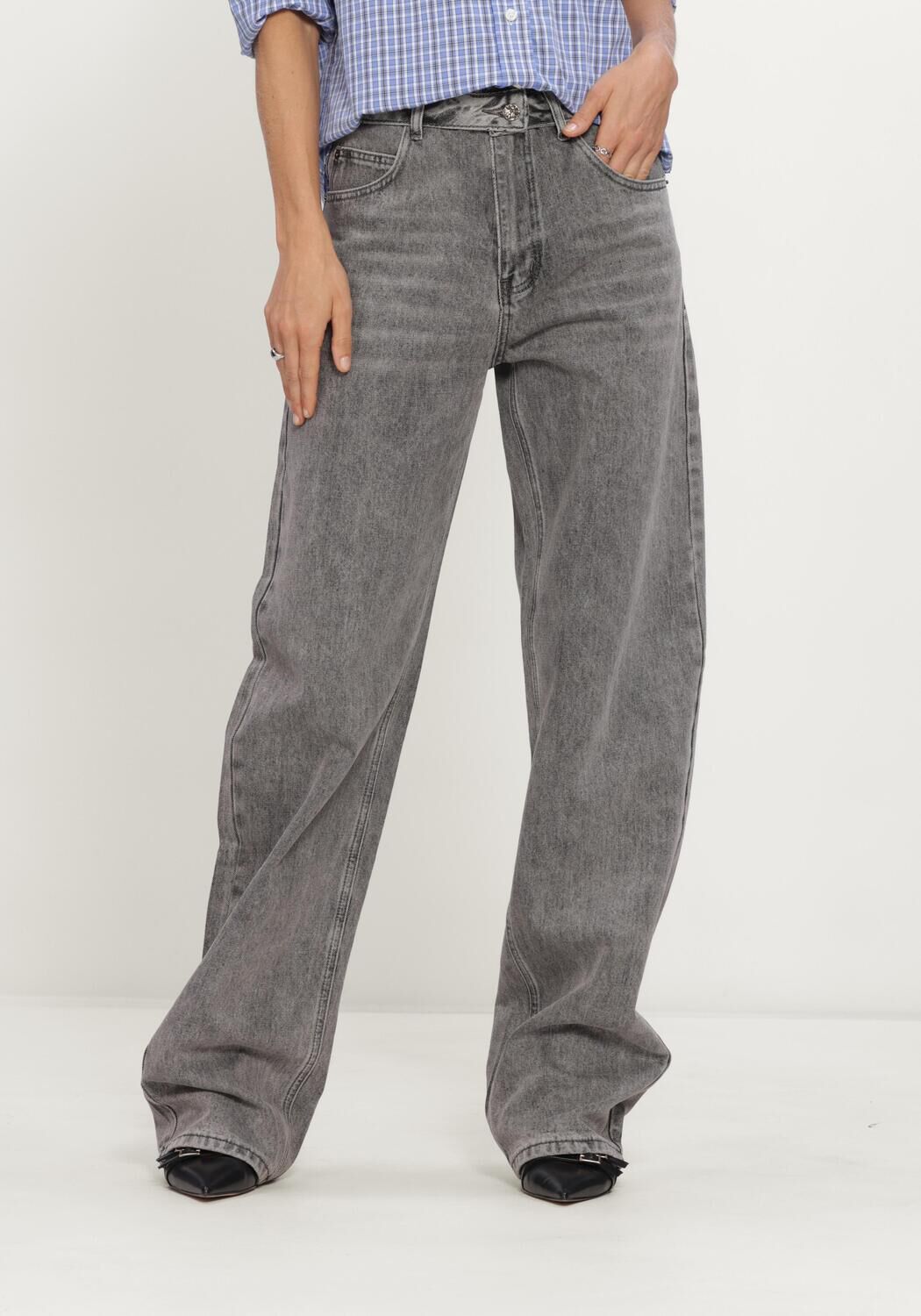 HAUTE L'AMITI&Eacute; Barrel jeans FLIP BARREL GREY TALL JEANS en gris