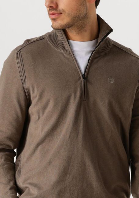 CAST IRON Pull HALF ZIP COLLAR COTTON STRETCH en marron - large