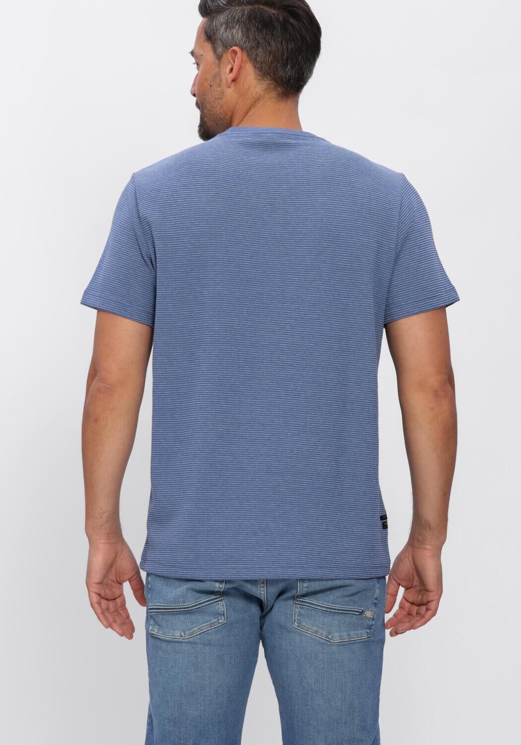 Blauwe PME LEGEND T-shirt TWO TONE TEXTURED STRIPE - large