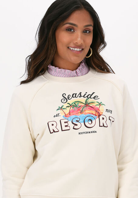 Beige SCOTCH & SODA Sweater RELAXED-FIT RAGLAN CREW-NECK SWEAT WITH ARTWORK - large