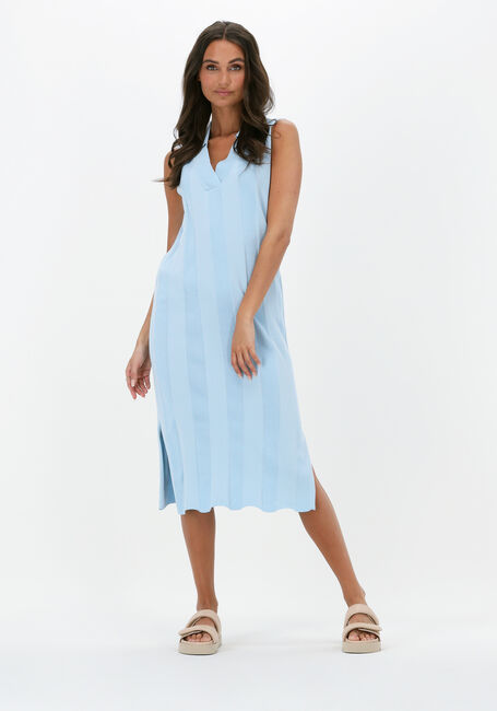 Lichtblauwe ESMÉ STUDIOS Midi jurk MAE SLEEVELESS POLO ANKEL DRESS KNIT - large