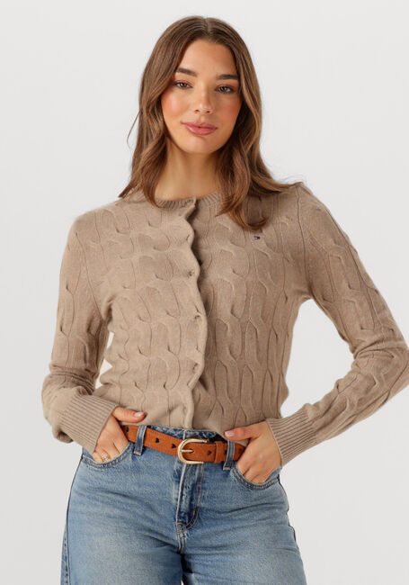 Beige TOMMY HILFIGER Trui SOFT WOOL CABLE C-NK LS CARDIGAN - large